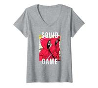 Donna Squid Game Guards Side Profile Maglietta con Collo a V