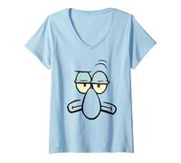 Donna Squidward Skeptical Look Big Face Easy Costume Funny Cartoon Maglietta con Collo a V