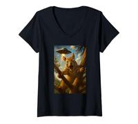Donna Squirrel UFO Selfie with Invasion Alien Art Pet Lover Humor Maglietta con Collo a V