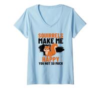 Donna Squirrels Make Me Happy You Not So Much Funny Scoiattolo Maglietta con Collo a V