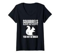 Donna Squirrels Make Me Happy You Not So Much Funny Scoiattolo Maglietta con Collo a V