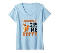 Donna Squirrels Make Me Happy You Not So Much Funny Scoiattolo Maglietta con Collo a V