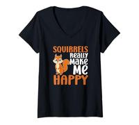 Donna Squirrels Make Me Happy You Not So Much Funny Scoiattolo Maglietta con Collo a V