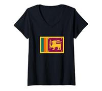 Donna Sri Lanka Bandiera dello Sri Lanka Asia Vacanza Asiatica Maglietta con Collo a V