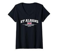 Donna St Albans England Maglietta con Collo a V