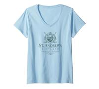 Donna St. Andrews Scotland Where Golf Was Born 1552 Stampa Verde Maglietta con Collo a V