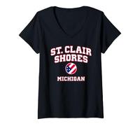 Donna St. Clair Shores Michigan (Mi) Maglietta con Collo a V