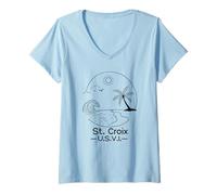 Donna St. Croix U.S.V.I. Isola Vergine Americana Souvenir Vacanza Maglietta con Collo a V
