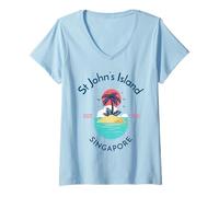 Donna St John's Island Singapore Maglietta con Collo a V