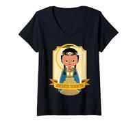 Donna St Kateri Tekakwitha Giglio dei Mohawks Cattolico Santo Carino Maglietta con Collo a V