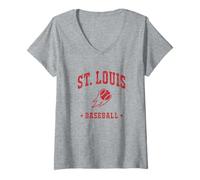Donna St Louis Baseball Vintage Gameday Retro Amante del Baseball Maglietta con Collo a V
