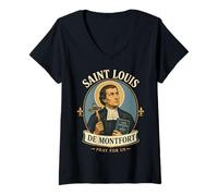 Donna St Louis de Montfort Vera devozione a Maria Cattolica Santa Maglietta con Collo a V