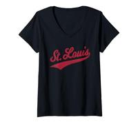 Donna St. Louis Missouri Varsity Script - Maglia Sportiva Maglietta con Collo a V