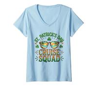 Donna St Patricks Day Cruise Squad Tropical Sunset Occhiali da Sole Maglietta con Collo a V