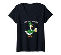 Donna St Patricks Day Goose off per Ottenere Un po 'Sciocco Maglietta con Collo a V
