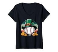 Donna St. Patrick's Day Lucky Baseball Clover Coins Maglietta con Collo a V