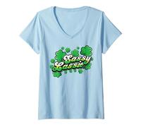 Donna St Patricks Day Sassy Lassie Shamrock Funny Irish Girl Donne Maglietta con Collo a V
