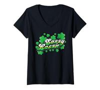 Donna St Patricks Day Sassy Lassie Shamrock Funny Irish Girl Donne Maglietta con Collo a V