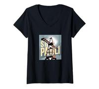 Donna St Pauli Amburgo Porto Reeperbahn Gru Porto Silhouette Kiez Maglietta con Collo a V