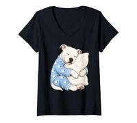 Donna Staffordshire Bull Terrier Che Dorme in Pigiama Carino Maglietta con Collo a V