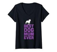 Donna Staffordshire Bull Terrier / Staffy Gift - Best Dog Mum Ever Maglietta con Collo a V