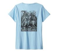 Donna Stampa Albrecht Durer sul Retro Knight, Death And The Devil Maglietta con Collo a V