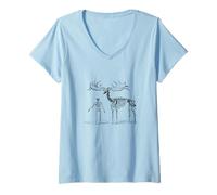 Donna Stampa Alce Gigante Maglietta con Collo a V