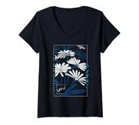 Donna Stampa Artistica Floreale Vintage di Dubai Emirati Arabi Uniti Maglietta con Collo a V