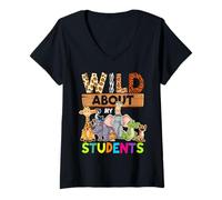 Donna Stampa con animali "Teacher Gone Wild Maglietta con Collo a V