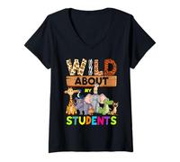Donna Stampa con animali "Teacher Gone Wild Maglietta con Collo a V