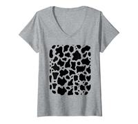 Donna Stampa Mucca Costume Mucca Modello Camicia Mucche Camicia Halloween Maglietta con Collo a V