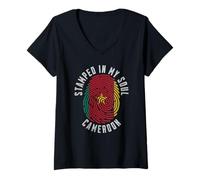 Donna Stamped in My Soul Bandiera Camerun Design Camerunese Pride Maglietta con Collo a V