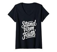 Donna Stand Firm in Faith Maglietta con Collo a V