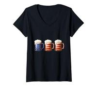 Donna Star Spangled Beers 4 luglio Drink Party Fun 4 luglio Maglietta con Collo a V