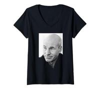 Donna Star Trek Attore Capitano Jean Luc Picard Patrick Stewart 1988 Maglietta con Collo a V