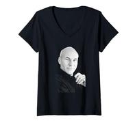 Donna Star Trek Capitano Jean Luc Picard Attore Patrick Stewart 1988 Maglietta con Collo a V