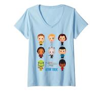 Donna Star Trek Chibi Stacked Maglietta con Collo a V