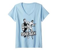 Donna Star Trek Kirk Spock Kanji Maglietta con Collo a V