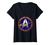 Donna Star Trek Lower Decks Starfleet Logo Maglietta con Collo a V