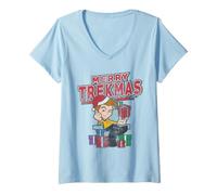 Donna Star Trek Merry Trekmas Maglietta con Collo a V