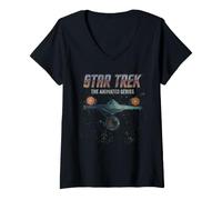 Donna Star Trek The Animated Series USS Enterprise Maglietta con Collo a V