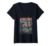 Donna Star Trek The Original Series Retro Poster Maglietta con Collo a V