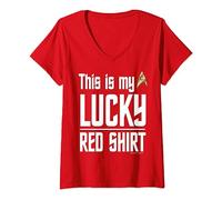 Donna Star Trek: The Original Series This Is My Lucky Red Shirt Maglietta con Collo a V