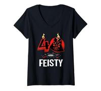 Donna Star Wars 40th Birthday Party "40 and Feisty" Darth Vader Maglietta con Collo a V