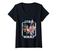 Donna Star Wars A New Hope 1977 Tie Dyed Rebel Frame Maglietta con Collo a V