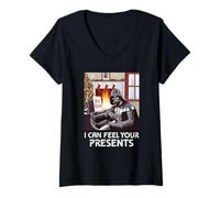 Donna Star Wars Christmas Darth Vader I Can Feel Your Presents Maglietta con Collo a V