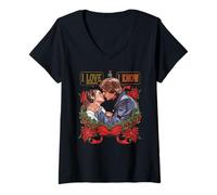 Donna Star Wars Christmas Han Solo Leia I Love The Holidays I Know Maglietta con Collo a V