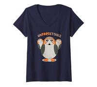 Donna Star Wars Cute Porg UnPORGettable Maglietta con Collo a V