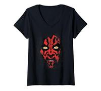 Donna Star Wars Darth Maul Weathered Face Maglietta con Collo a V