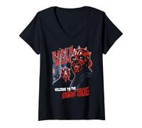 Donna Star Wars Darth Maul Welcome To The Dark Side Dual Portrait Maglietta con Collo a V